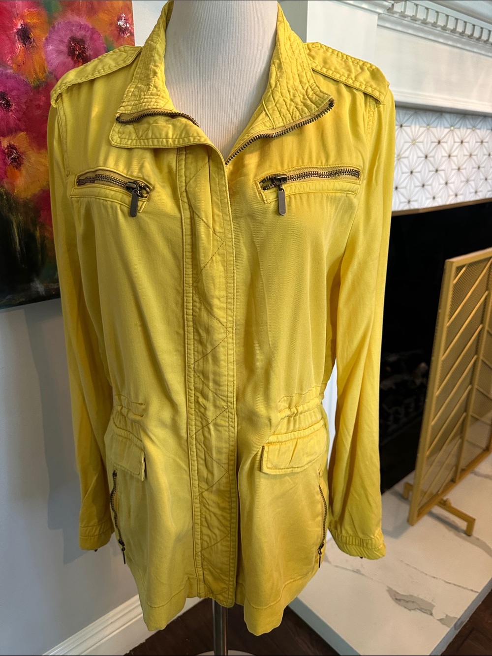 For The Republic Bright Yellow Utility Jacket with Zip Pockets
